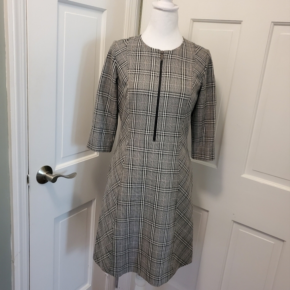 NWT Elie Tahari Plaid Zip Close A-Line Dress Size 4, Retail $325, Business - Picture 2 of 14